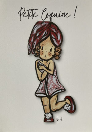 AFFICHE ENFANT FILLE PETITE COQUINE TENUE DE BAIN