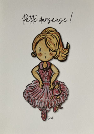 AFFICHE ENFANT FILLE PETITE DANSEUSE ROSE AVEC TUTU