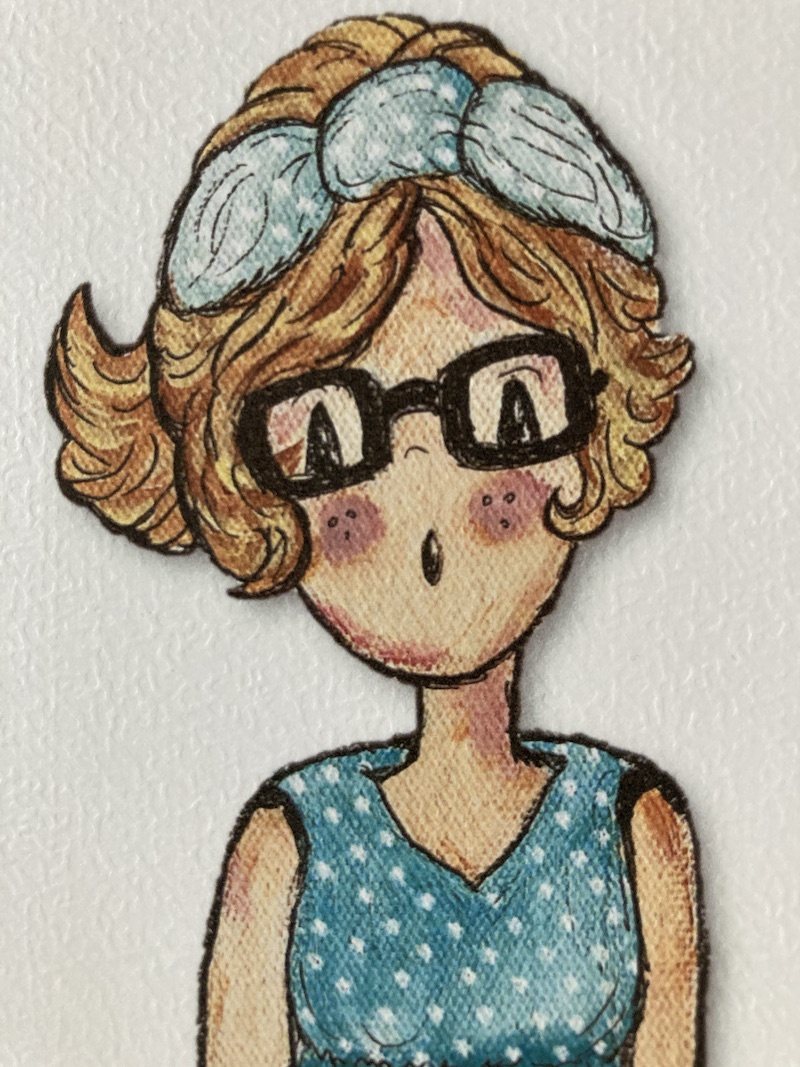 AFFICHE ENFANT FILLE PETITE LOLITA BLEUE À POIS BLANC ET LUNETTES – Image 3