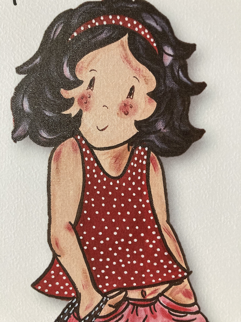 AFFICHE ENFANT FILLE PETITE LOLITA ROUGE BRUNE À POIS – Image 3