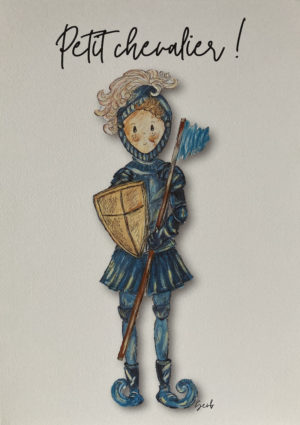 AFFICHE ENFANT GARÇON/FILLE PETIT CHEVALIER BLEU