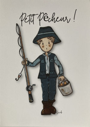 AFFICHE ENFANT GARÇON/FILLE PETIT PÊCHEUR