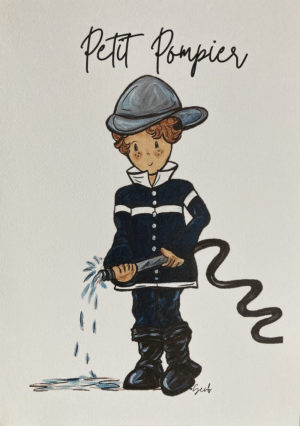 AFFICHE ENFANT GARÇON/FILLE PETIT POMPIER