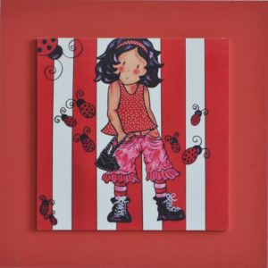 CADRE DÉCO POUR CHAMBREFILLE D'ENFANT POUR ACCROCHER EN MURAL LADY COCCINELLE DE SEVB