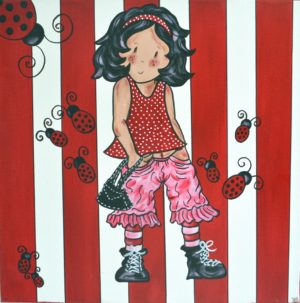 Tableau déco chambre d'enfant Fille ORIGINALE Grand Format PETITE LADY COCCINELLE