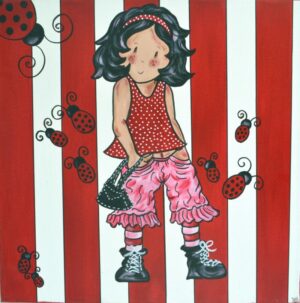 Tableau déco chambre d'enfant Fille ORIGINALE Grand Format PETITE LADY COCCINELLE