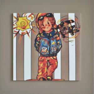 CADRE DÉCO POUR CHAMBRE GARÇON/ FILLE D'ENFANT POUR ACCROCHER EN MURAL PETIT AVIATEUR DE SEVB