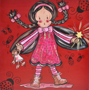 Tableau déco chambre d'enfant Fille ORIGINALE Grand Format PETITE FÉE ZÉBULON COCCINELLE