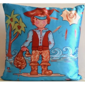COUSSIN ENFANT EN SÉRIES LIMITÉES D'APRÈS SEVB PETIT PIRATE TURQUOISE, ARRIÈRE ARGENT