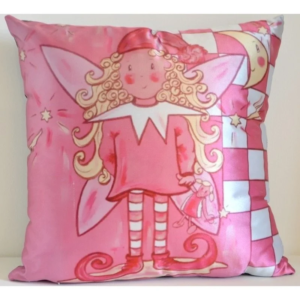 COUSSIN ENFANT EN SÉRIES LIMITÉES D'APRÈS SEVB PETITE FÉE LUTINE ROSE, ARRIÈRE ARGENT