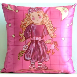 COUSSIN ENFANT EN SÉRIES LIMITÉES D'APRÈS SEVB PETITE FILLETTE PRUNE, ARRIÈRE ARGENT