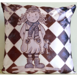 COUSSIN ENFANT EN SÉRIES LIMITÉES D'APRÈS SEVB PETITE CHIPIE NOIR ET BLANC À DAMIER, ARRIÈRE ARGENT