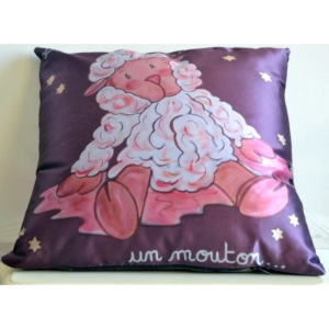 COUSSIN ENFANT EN SÉRIES LIMITÉES D'APRÈS SEVB PETIT MOUTON PRUNE, ARRIÈRE argent