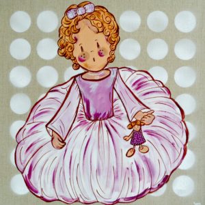 Tableau déco chambre d'enfant Fille ORIGINALE Grand Format PETITE PRINCESSE ROBE À POIS