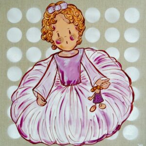 Tableau déco chambre d'enfant Fille ORIGINALE Grand Format PETITE PRINCESSE ROBE À POIS